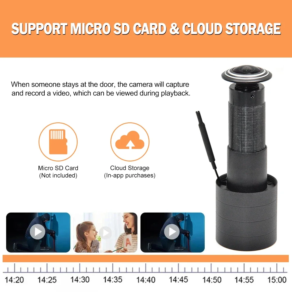 3MP HD 2.4G/5G WiFi Door Viewer Camera Video-Eye Peephole with Motion Detection & 2-Way Audio, Tuya Smart Life For Home Security