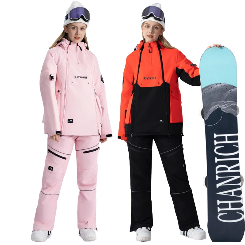 Winter Waterproof Women Skiing Sets Outdoor Mountain Man Snowboard Suits Hooded Jacket Pants Hiking Thermal Females Tracksuit
