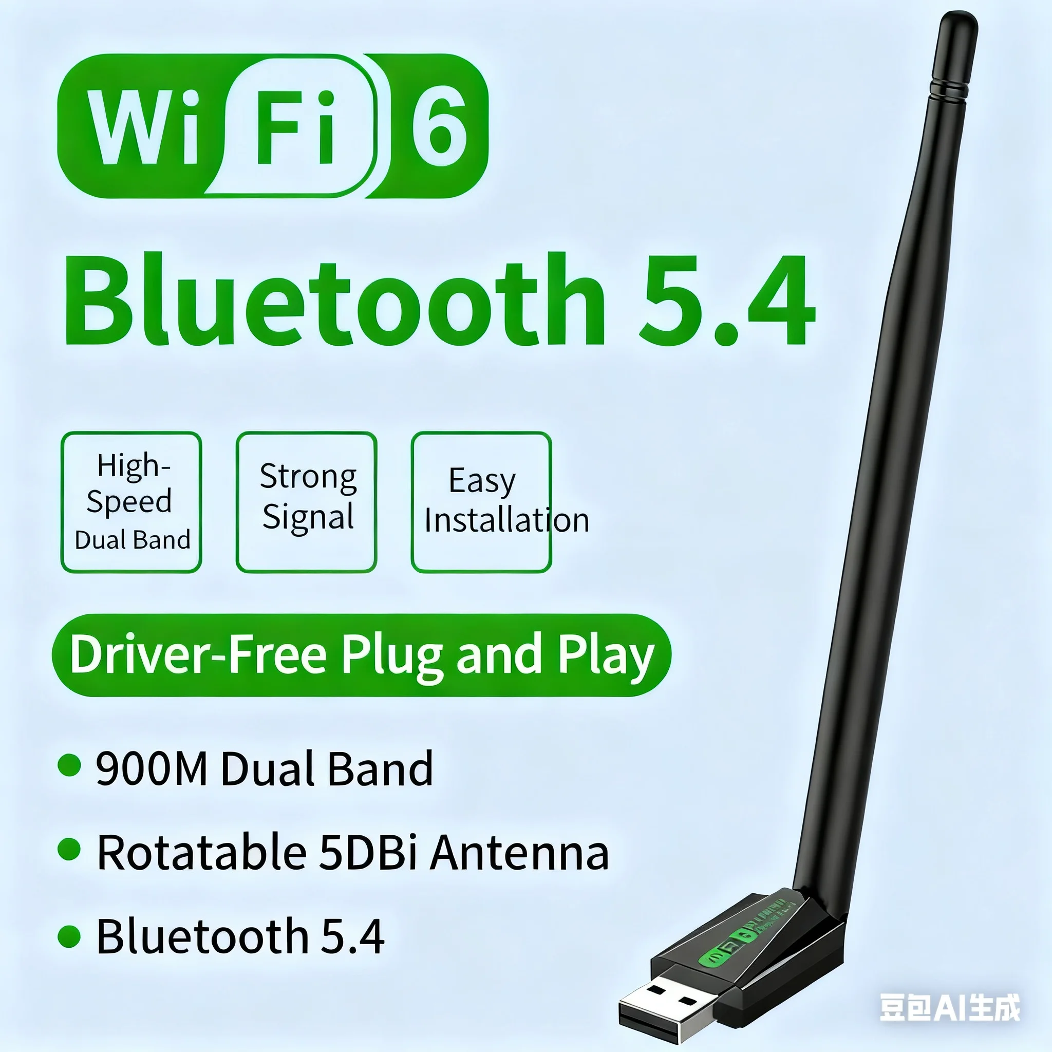 WiFi 6 USB 어댑터 900Mbps 블루투스 5.4 AX900 USB 동글 무선 네트워크 카드 듀얼 밴드 2.4G 5G 이더넷 리시버 드라이버 불필요
