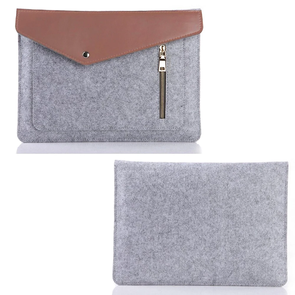 Felt Laptop Sleeve Bag 11 13 15.6 Envelope Style PU Leather Flap Notebook Protective Case Shockproof Laptop Pouch For Huawei Mac