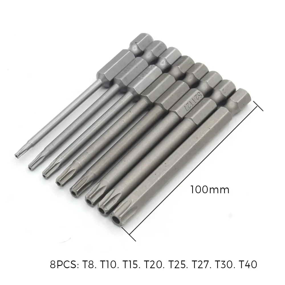 Binoax 8/11 Pcs Tamper Proof Security Drill Magnetic Bit Set Torx Screwdriver Flat Head 1/4\