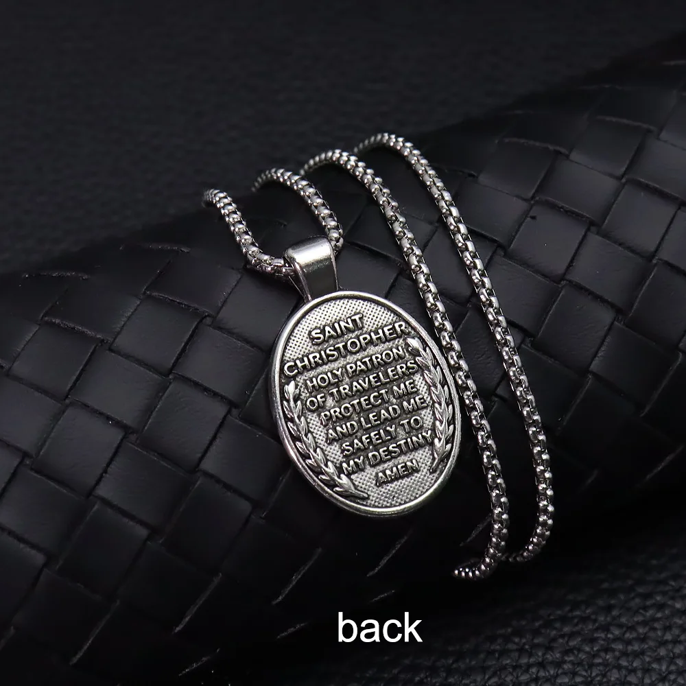 St.Christopher Amulet Stainless Steel Men Necklaces Pendant Chain Punk Vintage New In For Women Fashion Jewelry Gifts Wholesale