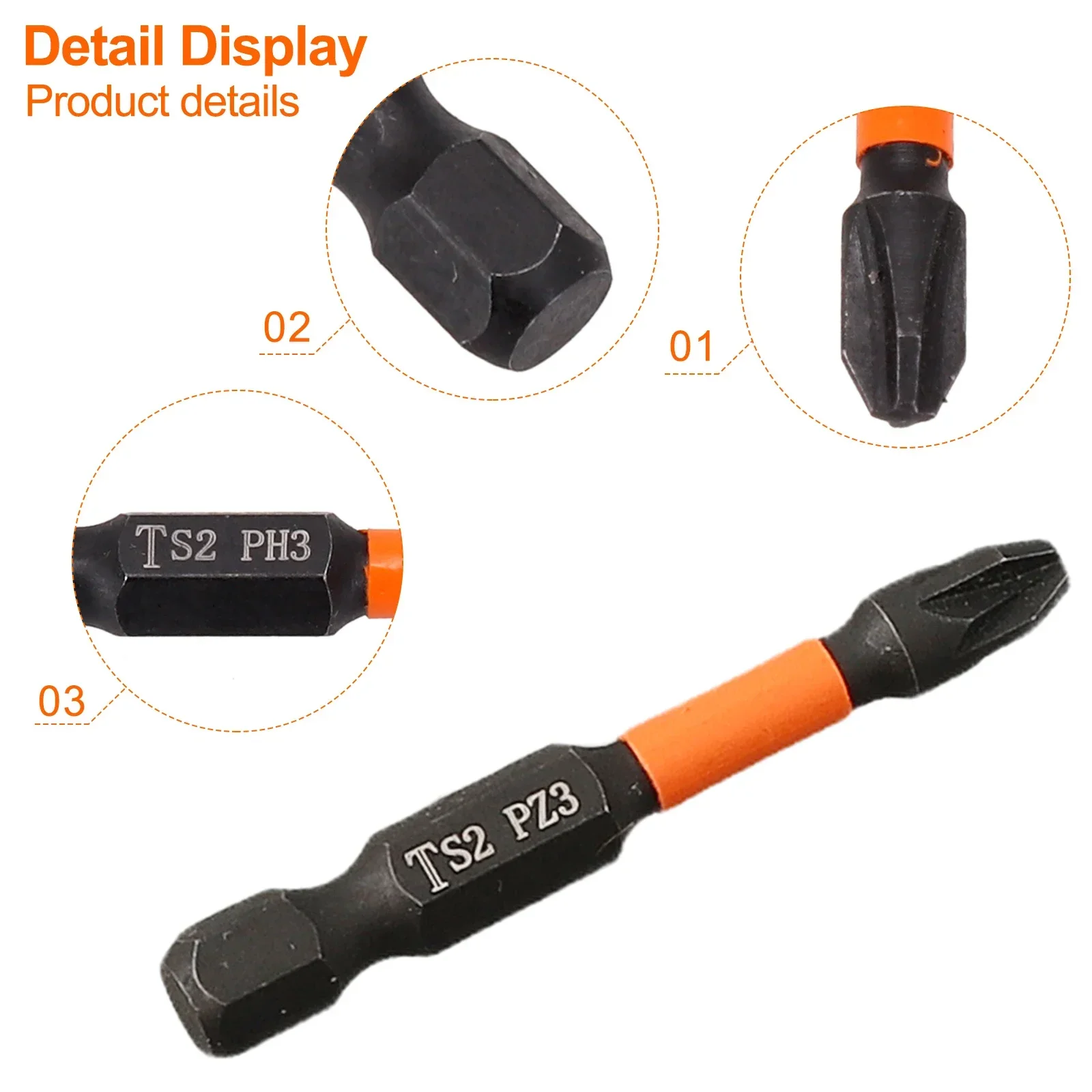 1pcs Impact. Screwdriver Bit Set PH1/PH2/PH3/PHZ1/PZ2/PZ3 Magnetic Batch Head Electric Screwdriver 1/4Inch Hex Alloy Steel Screw