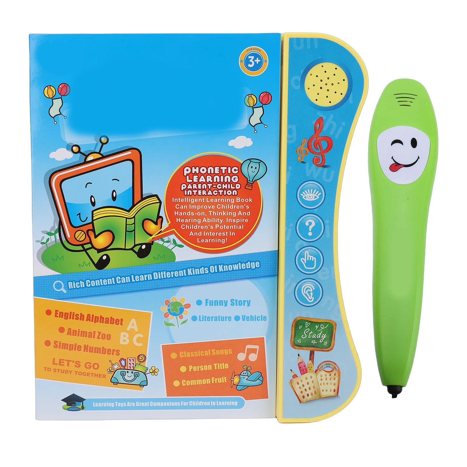 Education Reading Sound Book Interactive Audio Sound Book Talking Pen Book Set Kids Early Educational Learning Electronic