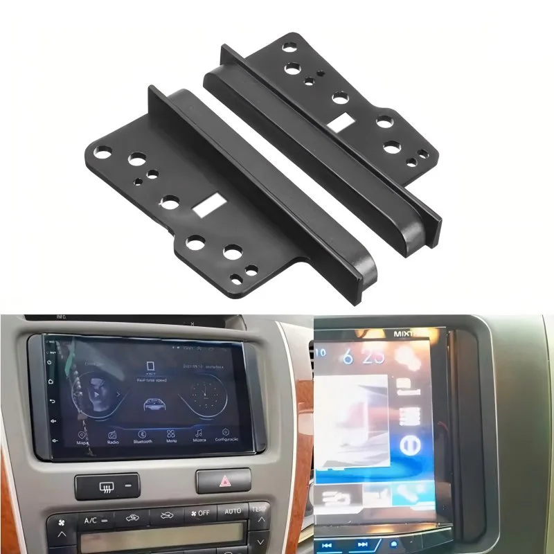 2Pcs Car Radio Brackets CD Player Frame Kit, Double Din Stereo Panel Fascia DVD Dash Mount Trim Side Kit for Toyota