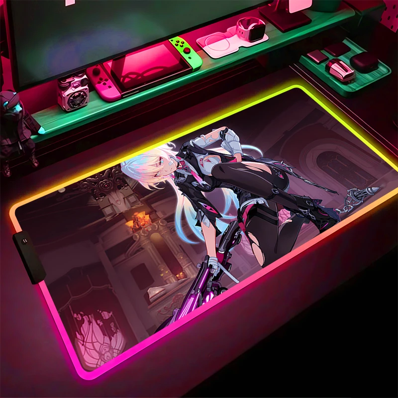 RGB Mouse Pad Non-Slip Rubber Edge locking mousepads Game play mats notebook computer Honkai Impact 3 Game Mousepad Home Decor