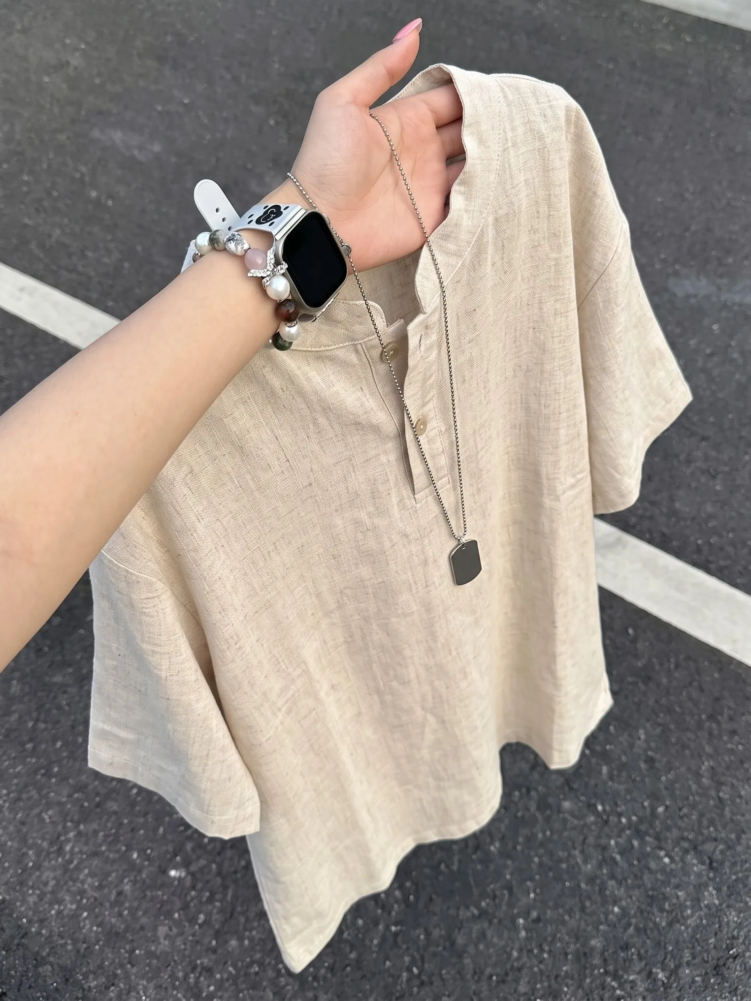 Henry Collar Silk Linen Short - Linen Shirt Breathable review and price