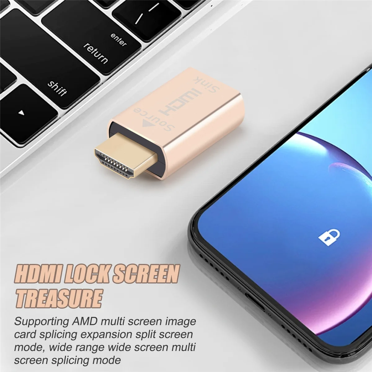 AT77 HDMI Lock Screen Signal Holder KVM HDMI2.0 Virtual Adapter EDID DDC Dummy Plug for HDMI Display Emulator Up to 3840X2160