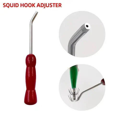 1/2PCS Premium Squid Jig Hook Adjuster - 304 Stainless Steel & Wood Handle, Perfect for Reshaping Bent Fishing Hooks