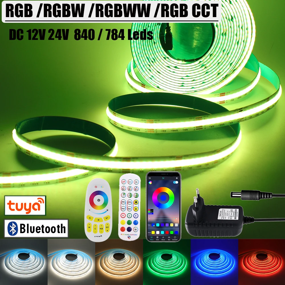 

RGB RGBWW RGBCCT COB LED Strip 12V 24V Tuya WIFI Bluetooth TV BackLight Room Decoration Led Tape Diode Flexible Ribbon Lights