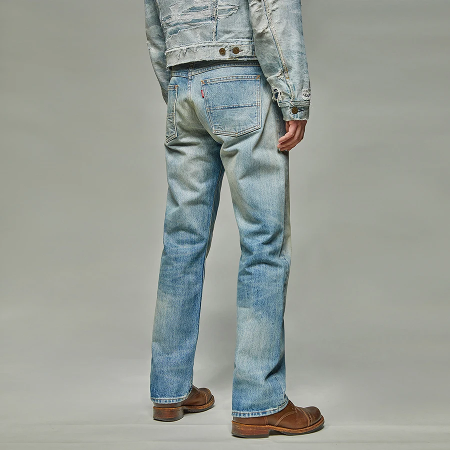 

Classic Retro Acid Waed Unsolute Men's Denim Jeans Vintage Sle Replied High Waist Long Trousers for All Seasons