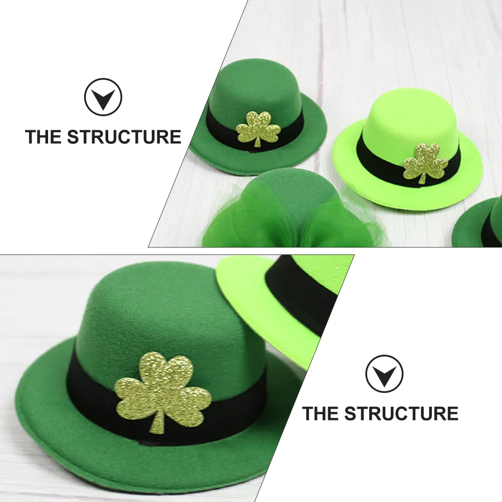 2 Pcs Small Green Hat Hair Card Festival Headbands Cloth St Patrick's Day Clip