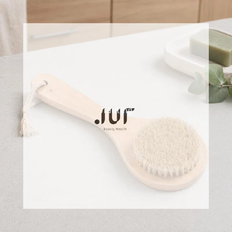 Natural Bristle Exfoliating Body Brush With Sturdy Wooden Handle And Hanging Rope For Daily Bath Shower Skin Care 1Pcs