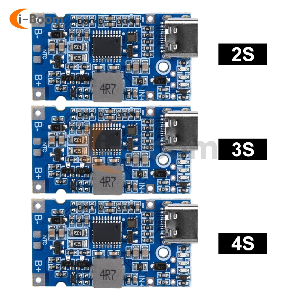 2S 3S 4S Type-C Step Up Fast Charging Charger Module 9V/12V 4.5V to 15V DC-DC Buck Converter for 18650 Lithium Battery