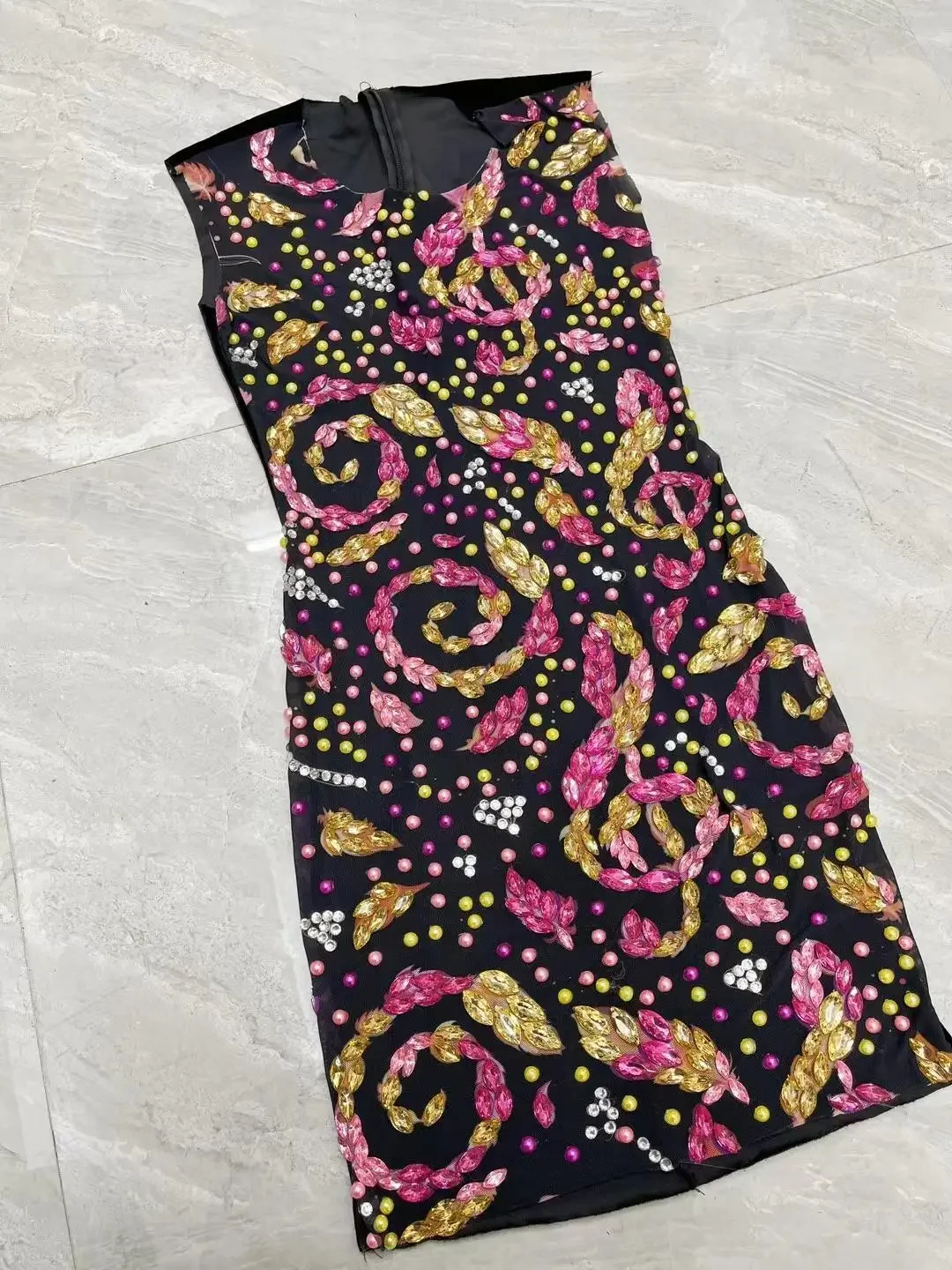 Mini vestido ajustado Sexy sin mangas para mujer, traje de actuación de club nocturno, ropa de escenario, diamantes brillantes de colores, nuevo