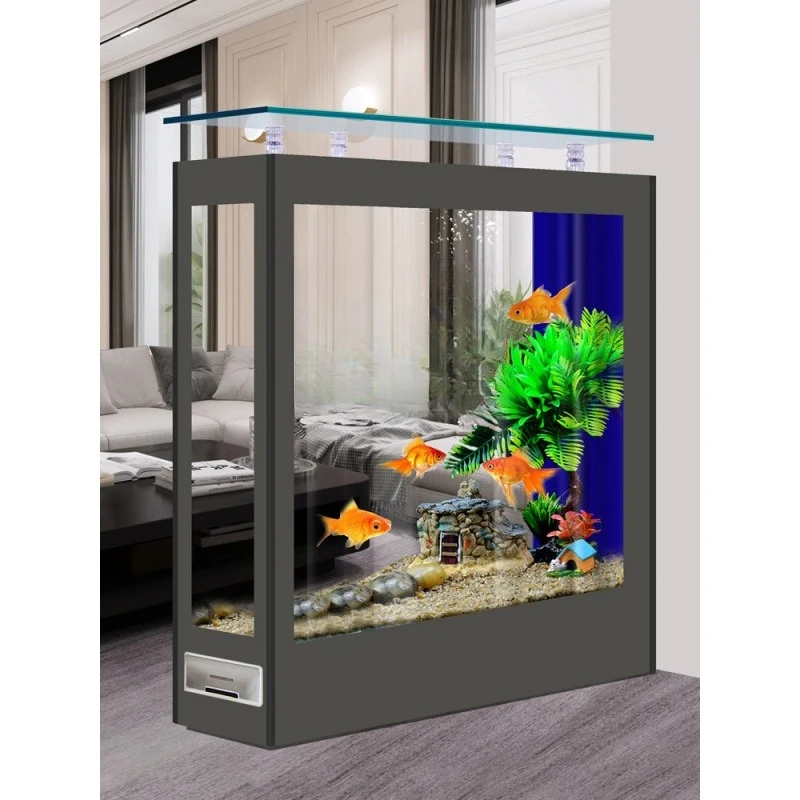 Fish tank aquarium square tank floor-to-ceiling square tank living room screen partition simple new Chinese style