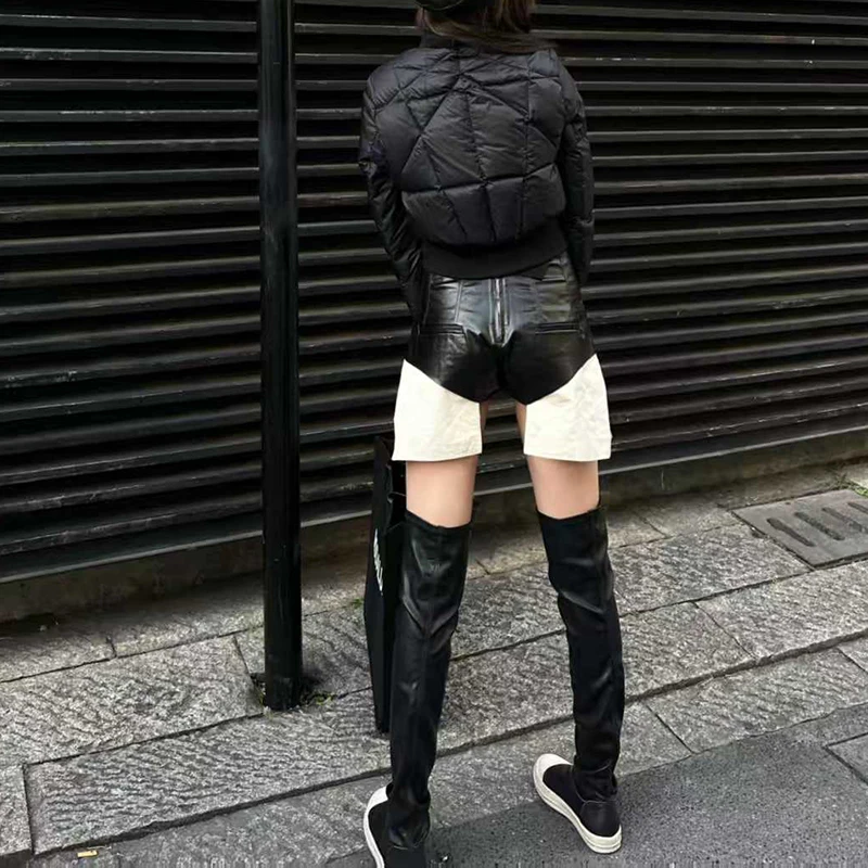Chaqueta corta de plumón para mujer, chaqueta de motociclista elegante y cálida, chaqueta de retazos acolchada con diamantes, alta calidad, 2025, recién llegado