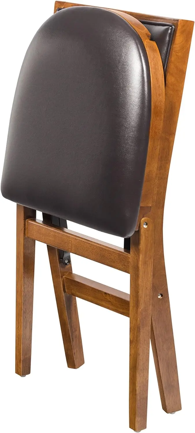 Retro Upholstered Back Folding Chair Fruitwood Finish, Set of 2 dining chair