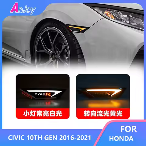 2 Pcs LED Marker Side Lamp Daytime Running Light For Honda Civic 10th Gen 2016-2021 Hatchback Type R Si Turn Signal Light