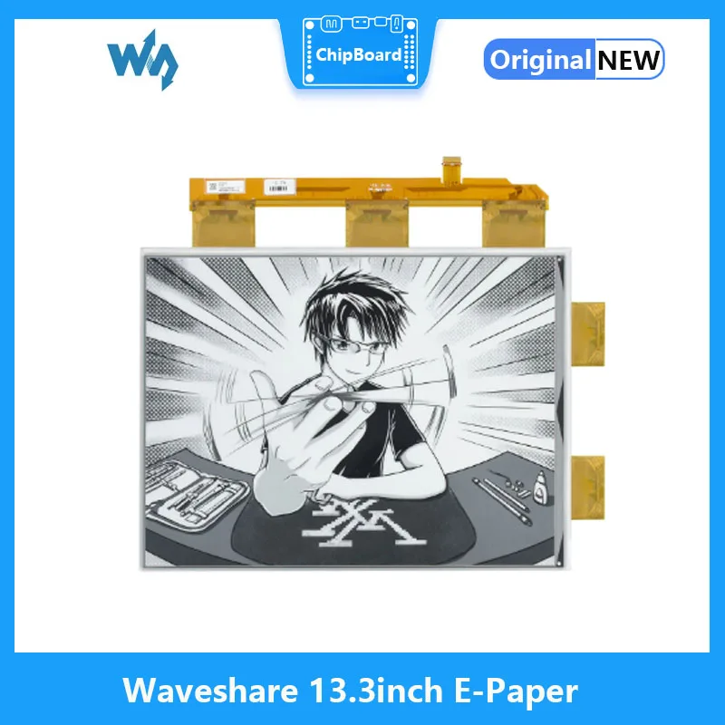 Waveshare-E-Paper Raw Display para Raspberry Pi, sem PCB, 16 escalas cinzas, porta paralela, 1600x1200 pixels, preto e branco, 13.3in