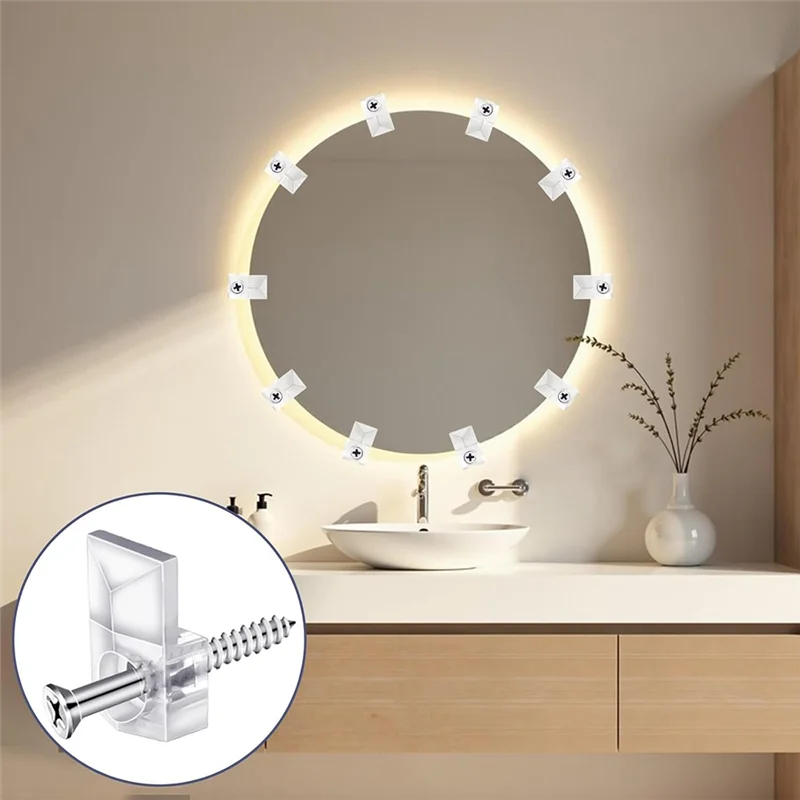 

Fresh 32Pack Mirror Holder Clips,Clear Plastic Mirror Clip,Frameless Mirror Mounting Hardware,Mirror Holders For Wall Mounting