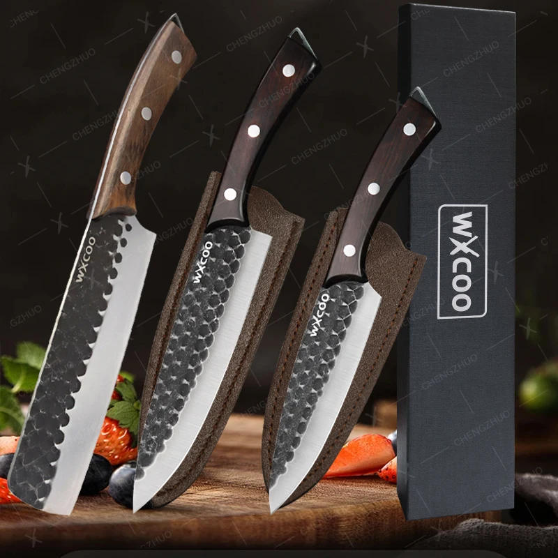 

WXCOO Stainless Steel Butcher Knife Kitchen Boning Knife Meat Cleaver Chef Knife Multifunctional Kitchen Knives Tool with Box