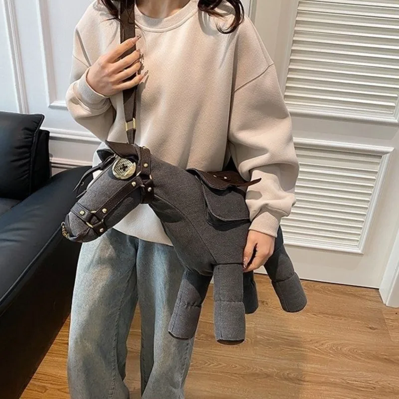 

Fashion Funny Little Donkey Shoulder Bag Women Large Capacity Funny Crossbody Bag Ladies Creative Unique Chain Rivet Handbag New