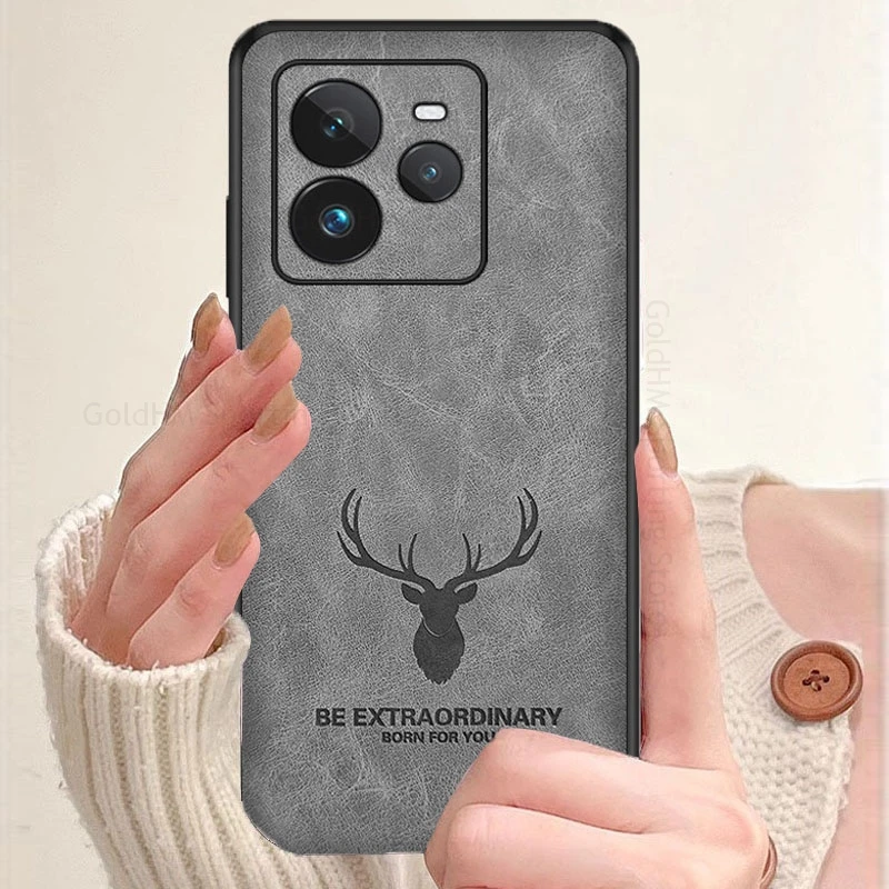 

For Oppo Realme GT7 Pro 3D Cartoon Elk Deer Head Leather Phone Case Realme GT 7 Pro GT6 GT7 5 Pro Holster Shockproof Back Cover