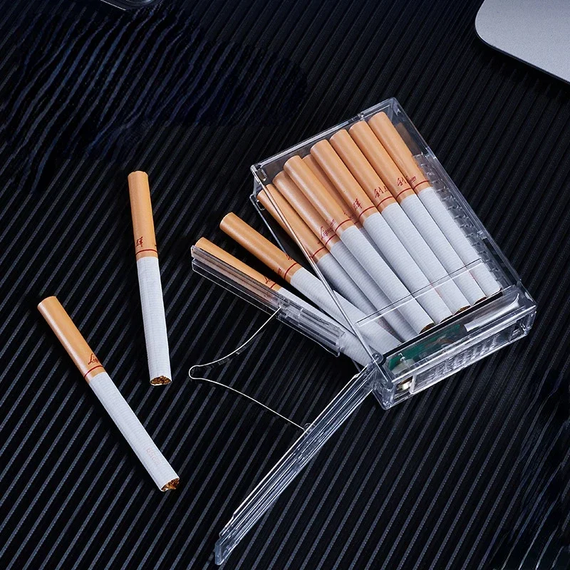 Creative Transparent Automatic Pop-up Cigarette Case Lighter Tungsten Ignition Cigarette Case Rechargeable Cigarette Case