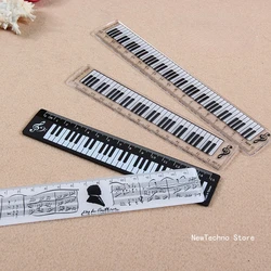 Music Straight Rulers Creative Cat Musical Note Piano Transparent Ruler Bookmarks Measuring Scale Office Stationery Supply