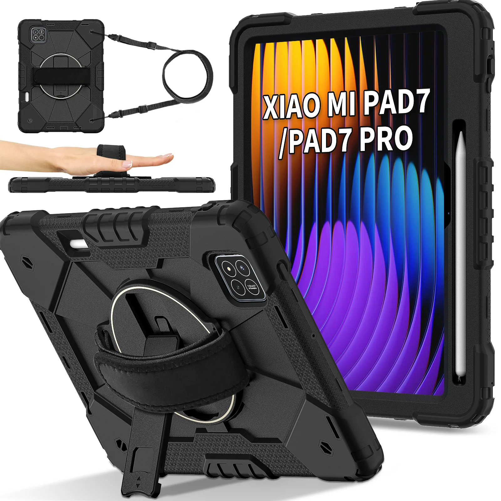 For Xiaomi Pad 7 2024 11.2 inch 360 Rotating Case for Xiaomi Pad 7 Pro 11.2 Armor Stand Handle Grip Cover