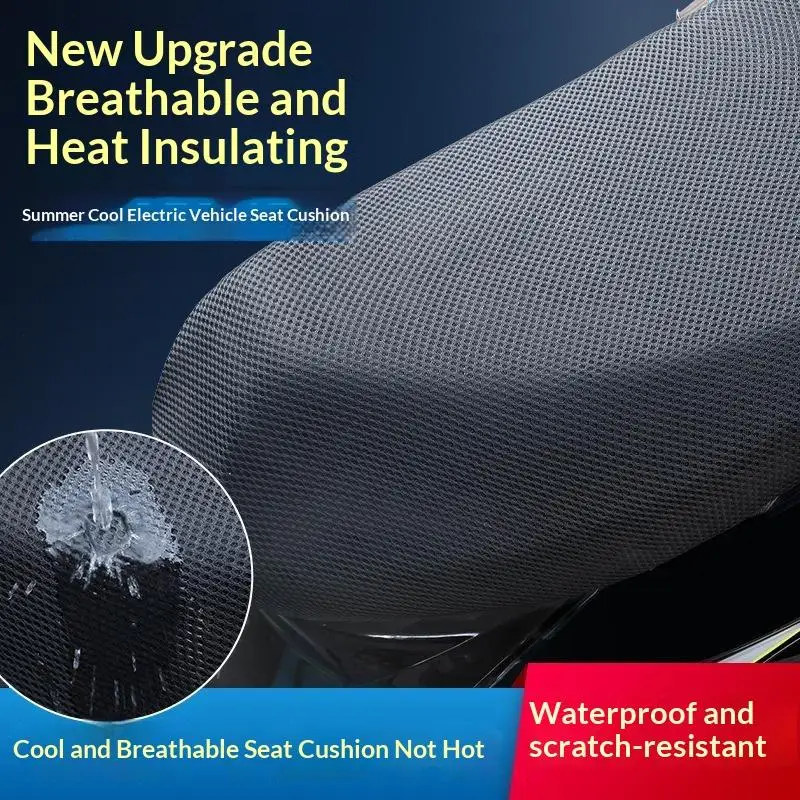 Breathable Mesh Electric Motorcycle Seat Cover Heat Insulation Waterproof Sun Protection For Summer Riding Daily Commute