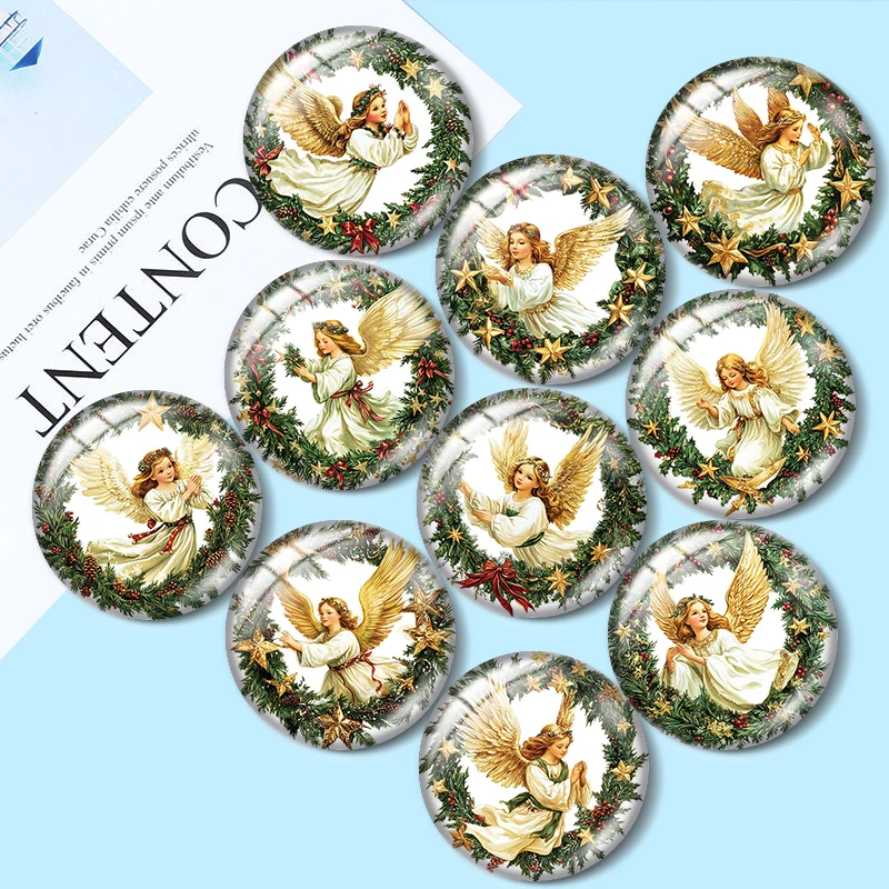 

Christmas angel 10pcs 12mm/18mm/20mm/25mm Round Photo glass cabochon demo flat back Making findings