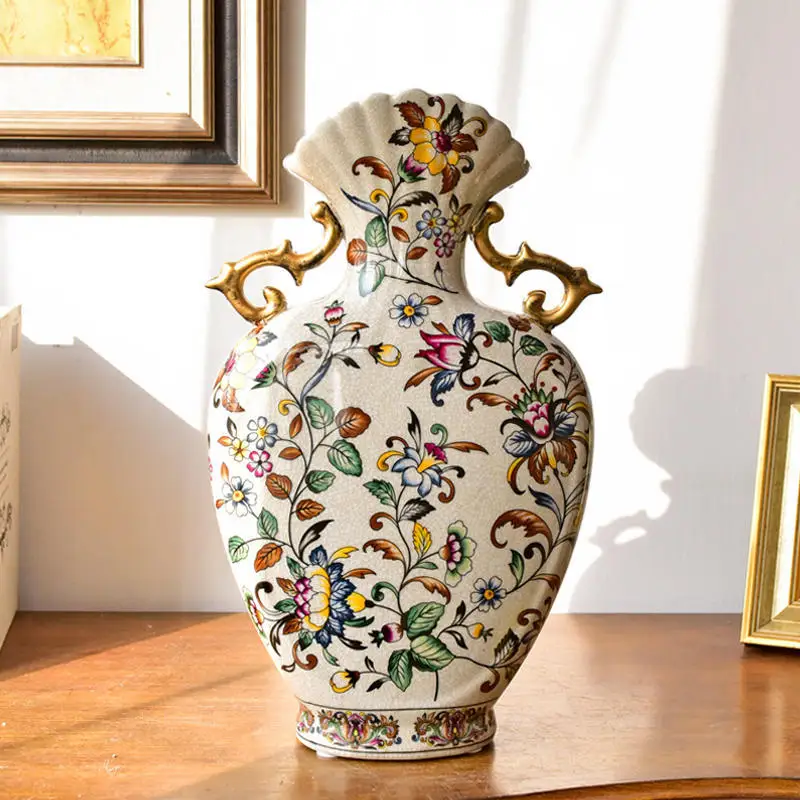 Wine cabinet decorations Retro ceramic vase Chinese style living room antique shelf antique appreciation bottle home decor