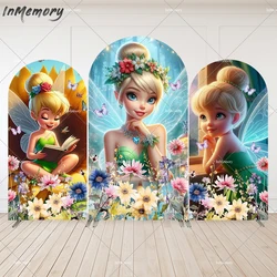 Fairy Arch Backdrop for Tinker Bell Party Decorations Flowers Tinkerbell Princess Girls Arched Wall Background Photobooth Banner