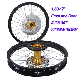 1.60-17 Inch Front And Rear Aluminum Alloy Wheel Rims CNC Hub #428 Sprocket Brake Disc Plate 220MM/190MM