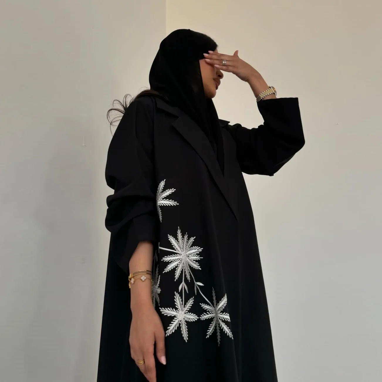 Robe Abaya ouverte Eid, Cardigan brodé noir, manteau musulman, Kaftan Jalabiya, Ramadan, tunique pour femmes, dubaï, turquie, 2025