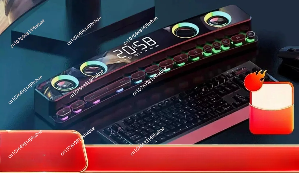 Computer Audio Desktop Notebook Long Multimedia Gaming Bluetooth Speaker Game Subwoofer 7 Color LED Lights/FM