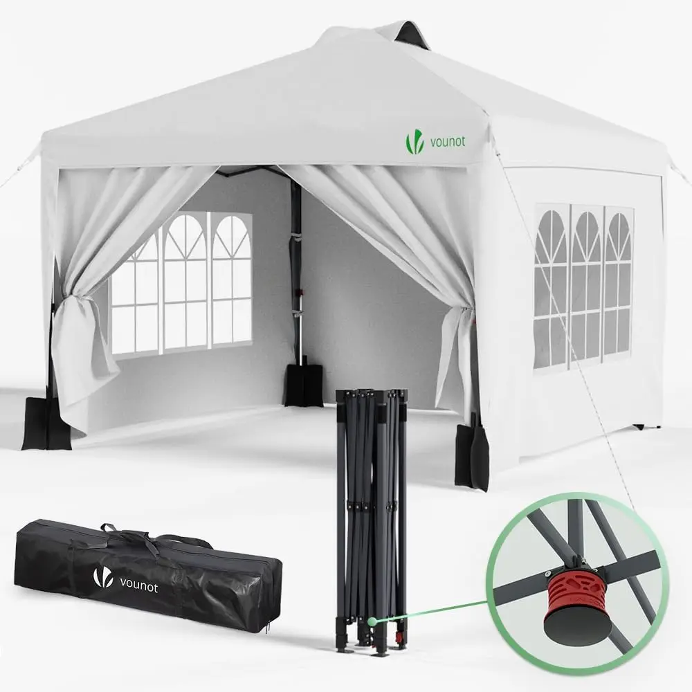 VOUNOT ®   Gazebo 3x3m Pieghevole con 4 Parti Laterali Rimovibili, Gazebo da Giardino Tenda Padiglione Sistema di Clic Pop-up con 4