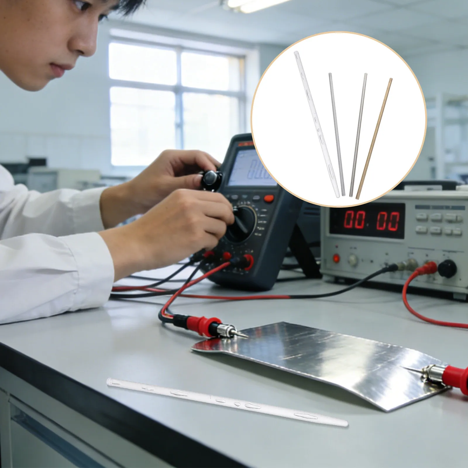 

Набор из 4 стержней для измерения теплопроводности, диаметр 0,20 дюйма, 20 см, металлические и пластиковые стержни для лабораторных исследований теплопроводности и обучения