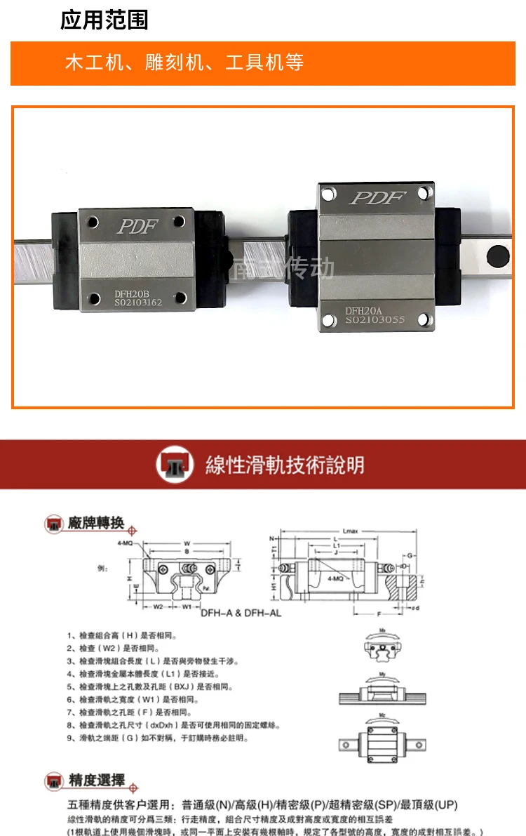 Taiwan PDF linear guide slider DFH DFS15B 20A 25B 30A 35B 45BL BS AL AS