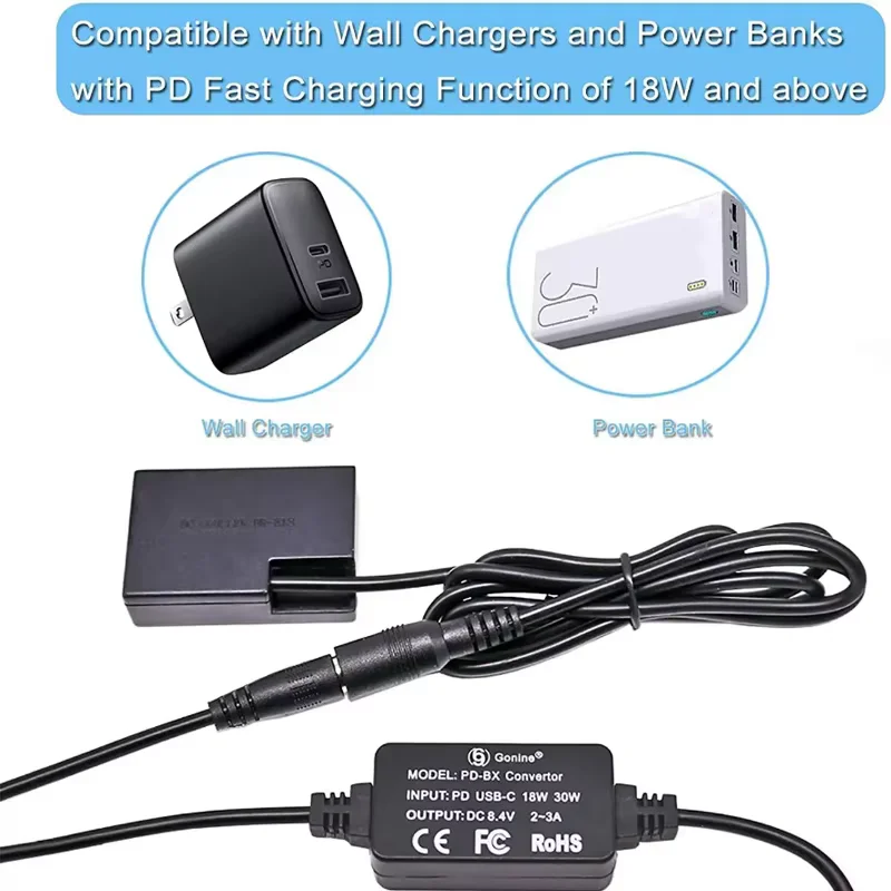 ACK-E18 PD USB-C AC Adapter DC Coupler Kit - Fully Decoded Replace LP-E17 for Canon EOS T6i T7i SL3 750D 760D 800D Cameras