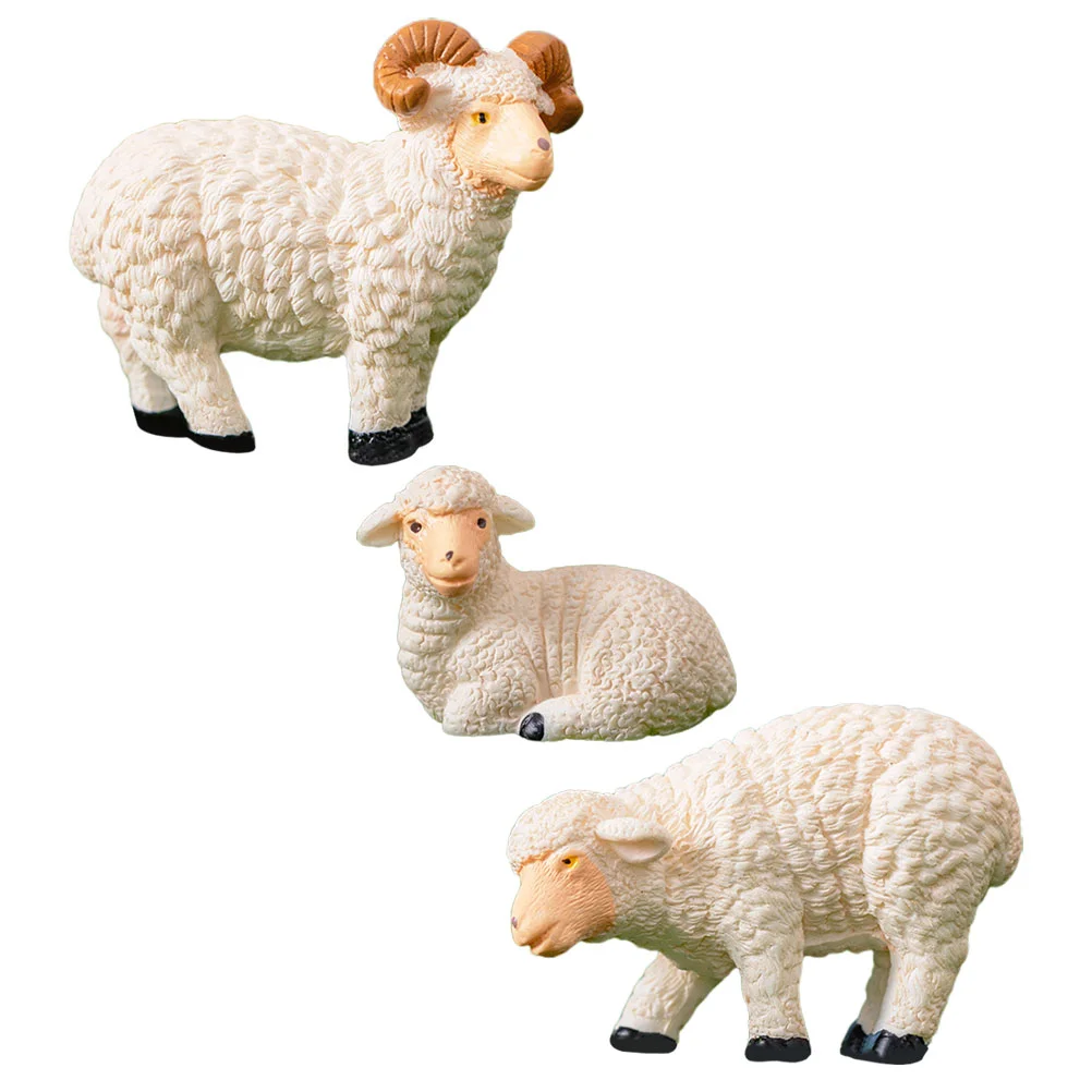 Simulation Sheep Model Sculptures Resin Decor Statues for Home Tiny Animal Figurines Tabletop Mini Garden Living Room Miniature