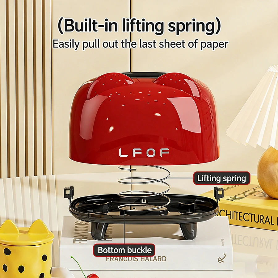 Desktop Tissue Box Napkin Holder With Spring Tray Large Capacity Tissue Container For Bedroom Living Room Table Decoration view 4