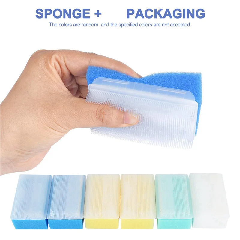

B49B-Baby Bath Sponge (18 Pieces) Soft Foam Washer With Cradle Cap Brush Body,Hair And Scalp Clean Gentle Baby Sensory Brush