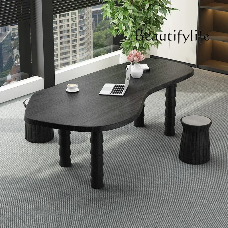 

Sili Style Solid Wood Special-Shaped Dining Table American round Table Workbench Creative Simple Office Computer Desk