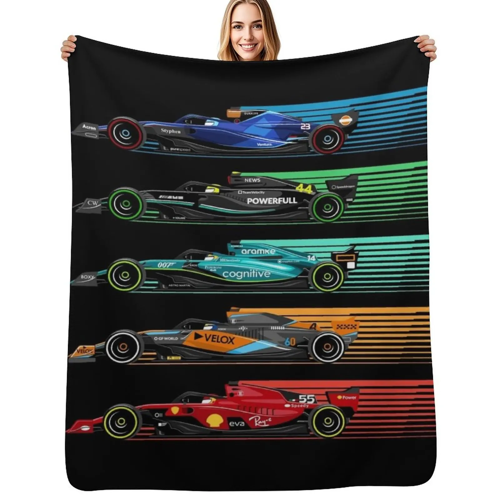 

New Formula Racing Cars Throw Blanket Men's Soft Warm Throw Blanket for Couch