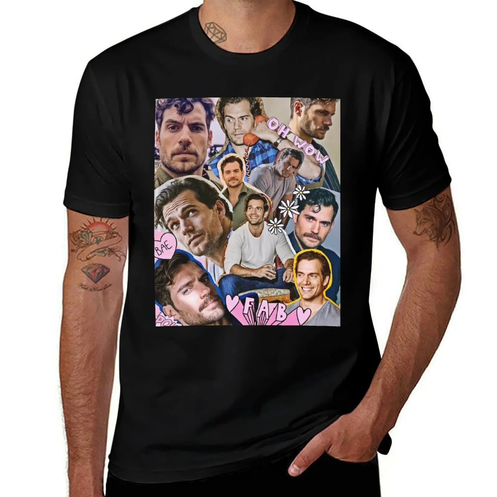 HENRY COLLAGE T-Shirt Summer Print Short Sleeve Tee T-Shirt