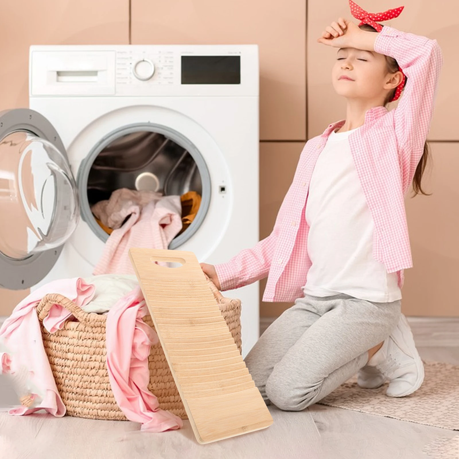 

Small Washboard Hand Washer Laundry Scrub Multifunction Kids Clothes Clean Wooden Washing Tool