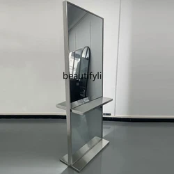 For Hair Salon Hair Styling Station Double-Sided Door Type Stainless Steel Hair Cutting Mirror Beauty and Hairdressing Movable